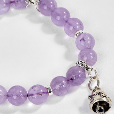 Vòng Tay Đá Thạch Anh Tím Ngọc Phối Charm Mèo Thần Tài Ngọc Quý Gemstones