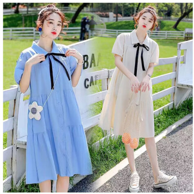 ĐẦM BÀU VÁY BẦU  CÔNG SỞ KẾT NƠ ĐEN DỄ THƯƠNG sau sanh có nút mở cho bé ti