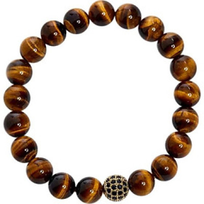 Vòng Đá Mắt Hổ Phối Charm Xi Vàng Đính Đá Ngọc Quý Gemstones VT53