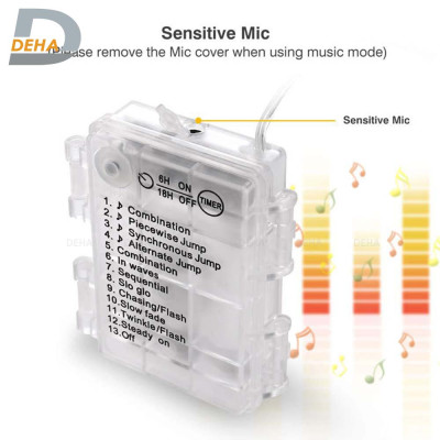 Dây đèn led đom đóm nhấp nháy đồng bộ theo nhạc 10 mét vàng nắng 