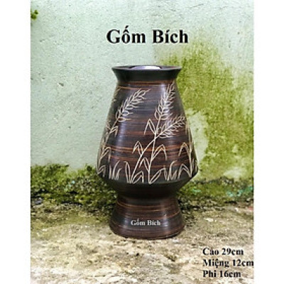 Bình Hoa Lọ Hoa Men Mộc Dáng Ly Ngược Vẽ Tay Gốm Sứ Bát Tràng