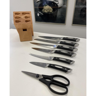 Bộ dao kéo kèm ống cắm gỗ Scanpan Classic 8 chi tiết 92000840, chất liệu thép không gỉ | Hàng chính hãng