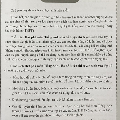 Sách - Bứt phá môn tiếng anh - Bồ đề luyện thi tuyển sinh vào lớp 10 