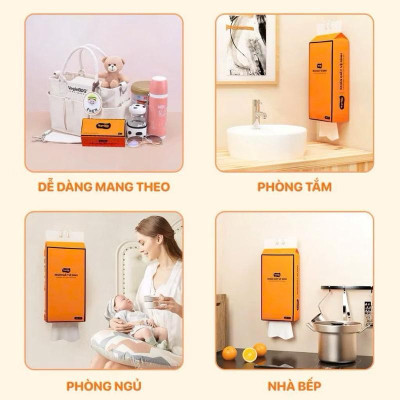 Thùng 9 bịch siêu tiết kiệm Giấy rút đáy TOPGIA  CAM - Bột gỗ nguyên sinh, 1000 tờ chất lượng cao.