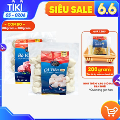 Combo cá viên 500 gram + bò viên 500 gram Tâm Lợi, loại cao cấp - Giao nhanh trong 3h - 500gr