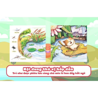 Sách - Cuộc Phiêu Lưu Của Mèo Tí Hon Trong Hồ Nước (20 Stickers Con Vật) - Megabook