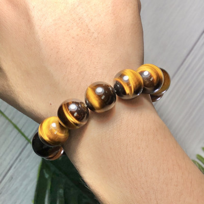 Vòng tay Thạch Anh Mắt Hổ vàng nâu 16mm cao cấp chuẩn 5A