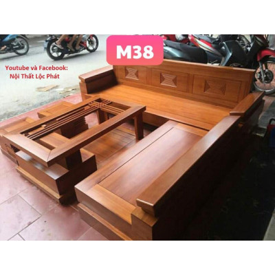 Bàn ghế góc Phòng Khách gỗ Sồi Nga mẫu 82