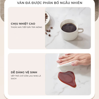 Bàn trà sofa phòng khách họa tiết vân đá bọc da cao cấp phong cách sang trọng - GP379