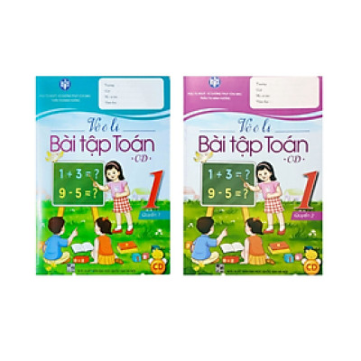 Sách - Combo Vở ô li bài tập Toán 1 (Quyển 1 + Quyển 2) - CD