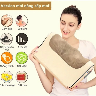 Gối Massage Cổ Vai Gáy 6 Chức Năng GDV - Màu Ngẫu Nhiên - Hàng Chính Hãng