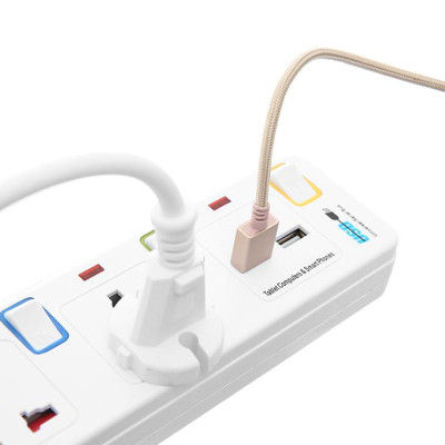 Ổ cắm điện Sunhouse 2 USB 3 lỗ 3 chấu 2.5m SHE- OC2-3RU - Hàng chính hãng