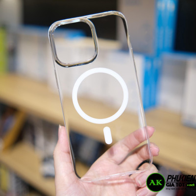 Ốp lưng Likgus trong suốt CỨNG chống ố vàng, có hỗ trợ vòng sạc không dây từ tính dành cho iPhone 15 Promax - Hàng nhập khẩu