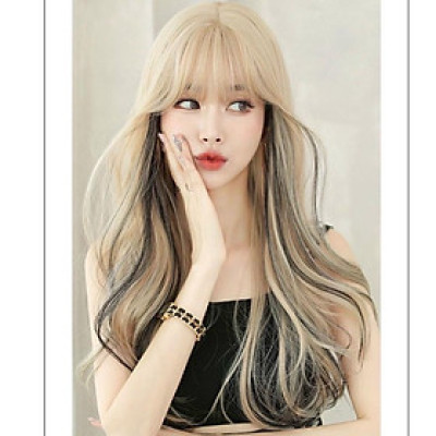 tóc giả vàng light đen xoăn cao cấp