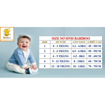 Bộ sơ sinh sư tử cotton 4 chiều tay dài BABIBOO - BTK12