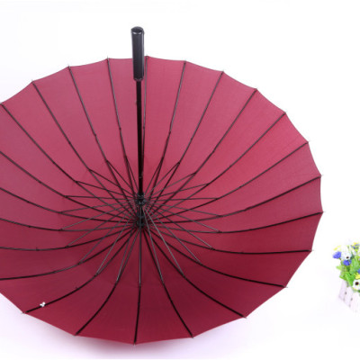 Ô cán dài đi mưa cỡ lớn 24 nan chồng lật cao cấp màu đỏ đô