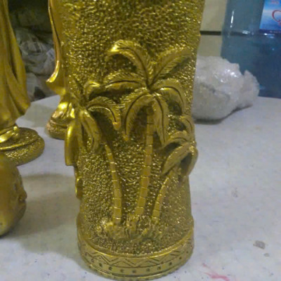 Lọ hoa họa cây dừa CTVD28 10.9 x 10.7 x 20.2cm mạ vàng
