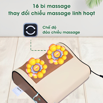 Gối Massage Hồng Ngoại 16 Bi Trị Liệu Nhật Bản, Mát Xa Cổ, Lưng, Vai Gáy