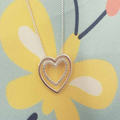 Bộ dây chuyền liền mặt trang sức bạc Ý S925 Bạc Xinh - Tim xinh đính đá PP1569