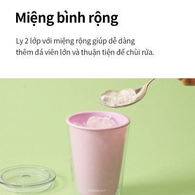 Ly nhựa 2 lớp LocknLock Bubble Tea Cold Cup màu ngà HAP529IVY 720ml, Hàng chính hãng, kèm ống hút trân châu - JoyMall