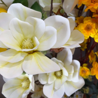 Mộc lan cao su giả - dài 90cm - 1 cành 5 bông - Cây giả, hoa lụa Decor trang trí nhà cửa