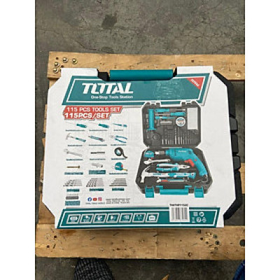 BỘ ĐỒ NGHỀ CÓ MÁY KHOAN BÚA 115 CHI TIẾT TOTAL THKTHP1152C - HÀNG CHÍNH HÃNG