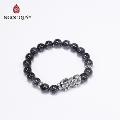 Vòng tay đá thạch anh tóc đen phối tỳ hưu bạc thái size hạt 8mm mệnh thủy, mộc - Ngọc Quý Gemstones