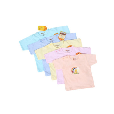 Bộ sơ sinh 100% Cotton màu ngắn thể thao cài nút vai BABIBOO - BBC09