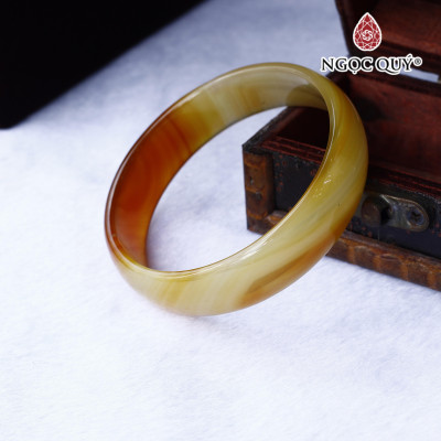 Vòng đá mã não cam rằn ri Ni62 - Ngọc Quý Gemstones