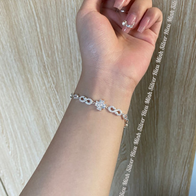 Lắc Tay Nữ Bạc Ta Cỏ Bốn Lá Đính Đá BẠC HIỂU MINH LTU645