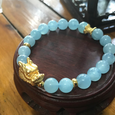 Vòng Đá Aquamarine Mix Tỳ Hưu Ngọc Quý Gemstones VPT032
