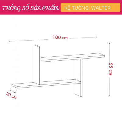 Giá sách treo tường đẹp đơn giản SMLIFE Walter