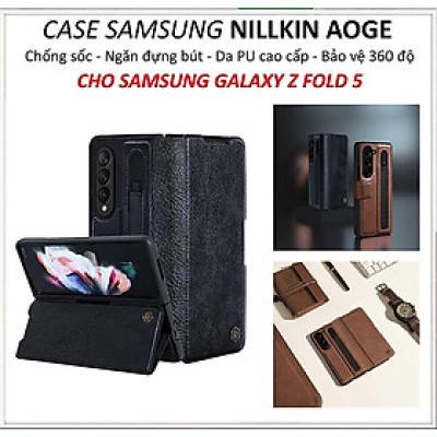 Bao da cho Samsung Galaxy Z Fold 6, Z Fold 5 có ngăn đựng S-Pen hiệu Nillkin (bảo vệ máy cực tốt, chất liệu da thật cao cấp, thiết kế thời trang cá tính) - Hàng chính hãng