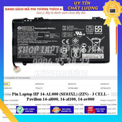 Pin dùng cho Laptop HP 14-AL000 (SE03XL) Pavilion 14-al000 14-al100 14-av000 - Hàng Nhập Khẩu New Seal