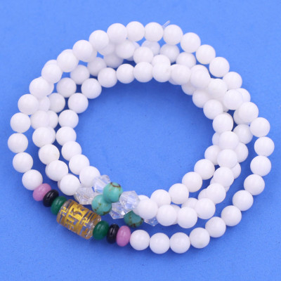 Vòng chuỗi 108 hạt san hô trắng charm lục tự chân ngôn - hạt 8 ly ( size lớn ), vòng chuỗi niệm Phật, vòng chuỗi đeo tay