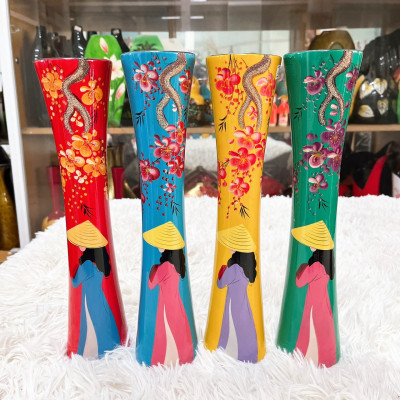 Bình ly sơn mài Thanh Bình Lê cao cấp nhiều họa tiết size 30x7 cm