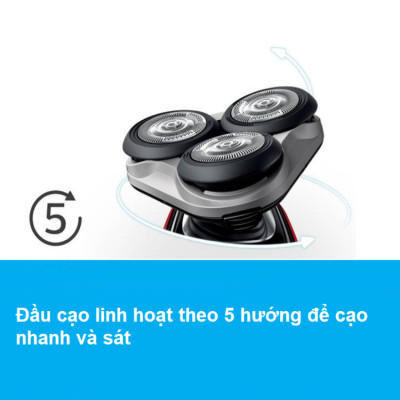 Máy cạo râu khô và ướt cao cấp Philips Norelco S5355/82 tích hợp đầu cạo linh hoạt theo 5 hướng cạo nhanh và sát - Hàng Nhập Khẩu