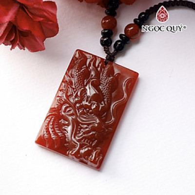 Mặt dây chuyền khắc hình rồng đá mã não 53x35x8mm - Ngọc Quý Gemstones