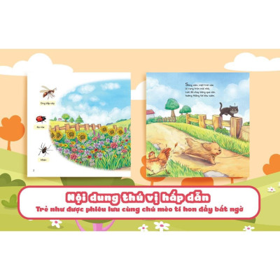 Sách - Cuộc Phiêu Lưu Của Mèo Tí Hon Trong Vườn (20 Stickers Con Vật Đáng Yêu) - Megabook