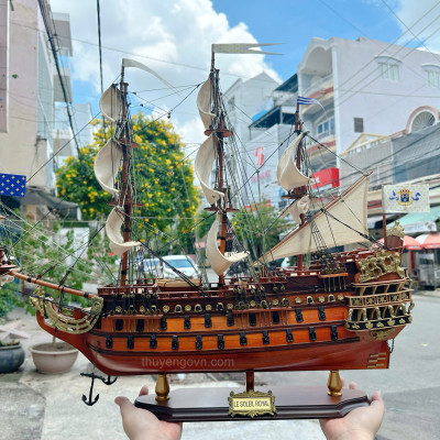 Thuyền gỗ Soleil Royal, mô hình thuyền gỗ phong thủy gỗ tràm nhiều kích thước, hàng thủ công chính hãng