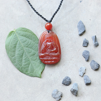 Mặt Phật A Di Đà Mã Não Đỏ (Trung : 3 x 2.3 cm) Ngọc Quý Gemstones MD60