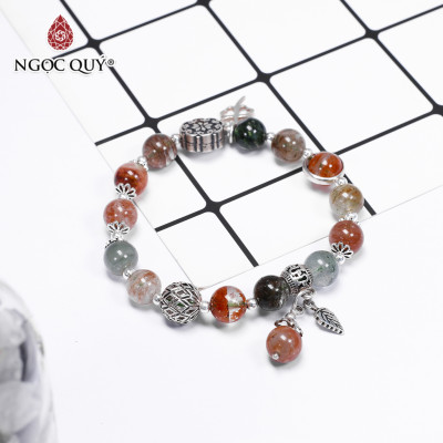 Vòng tay đá ưu linh đa sắc phối charm bạc size hạt 9mm - Ngọc Quý Gemstones