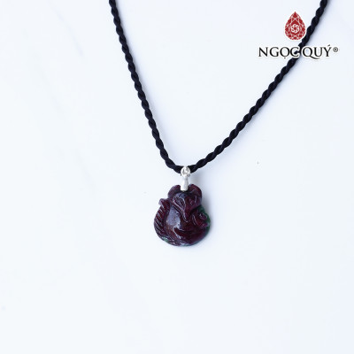 Mặt dây chuyền hồ ly 9 đuôi ruby 18x16mm mệnh hỏa, thổ - Ngọc Quý Gemstones