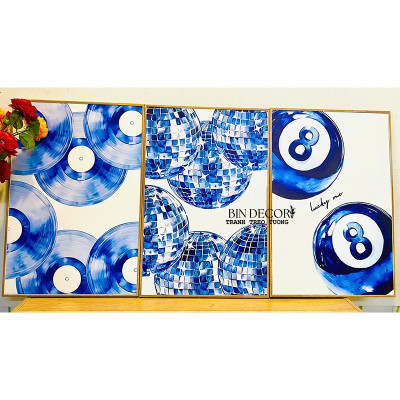 (ẢNH THẬT) Tranh treo tường nghệ thuật tranh xanh dương trang trí decor quán nhà hàng khách sạn