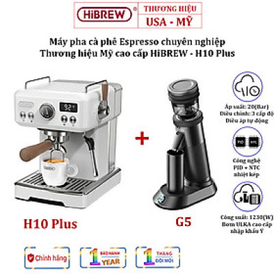 Máy pha cà phê Espresso chuyên nghiệp HiBREW H10 Plus Thương hiệu cao cấp Mỹ 1230W, Áp suất 20 Bar - Hàng Nhập Khẩu (Bảo Hành 12 Tháng)