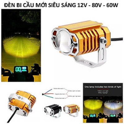 Đèn Trợ Sáng Motofish Xe Máy Ô Tô Chống Nước 12v-80v 45W: Thiết Kế Mới, Cốt Vàng, Pha Trắng