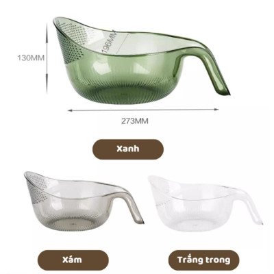 [KoSuyTu] Ca, Gáo Có Lỗ Ráo Nước Bằng Nhựa Trong Suốt - Vo Gạo, Rửa Trái Cây, Lọc Cái... - Kích Thước 24x20x13cm