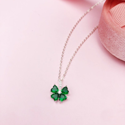 Dây Chuyền Nữ Bạc đơn giản nữ tính đá màu xanh BẠC HIỂU MINH DMD015G