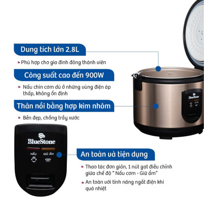 Nồi cơm điện tử Bluestone 2.8 Lít RCB-5538 - Hàng chính hãng