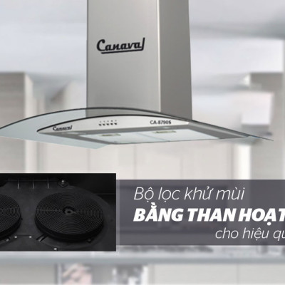 Máy hút mùi kính cong Canaval CA8790S - Hàng nhập khẩu